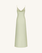 Iris Motif Satin Slip Gown - Light Green/Purple