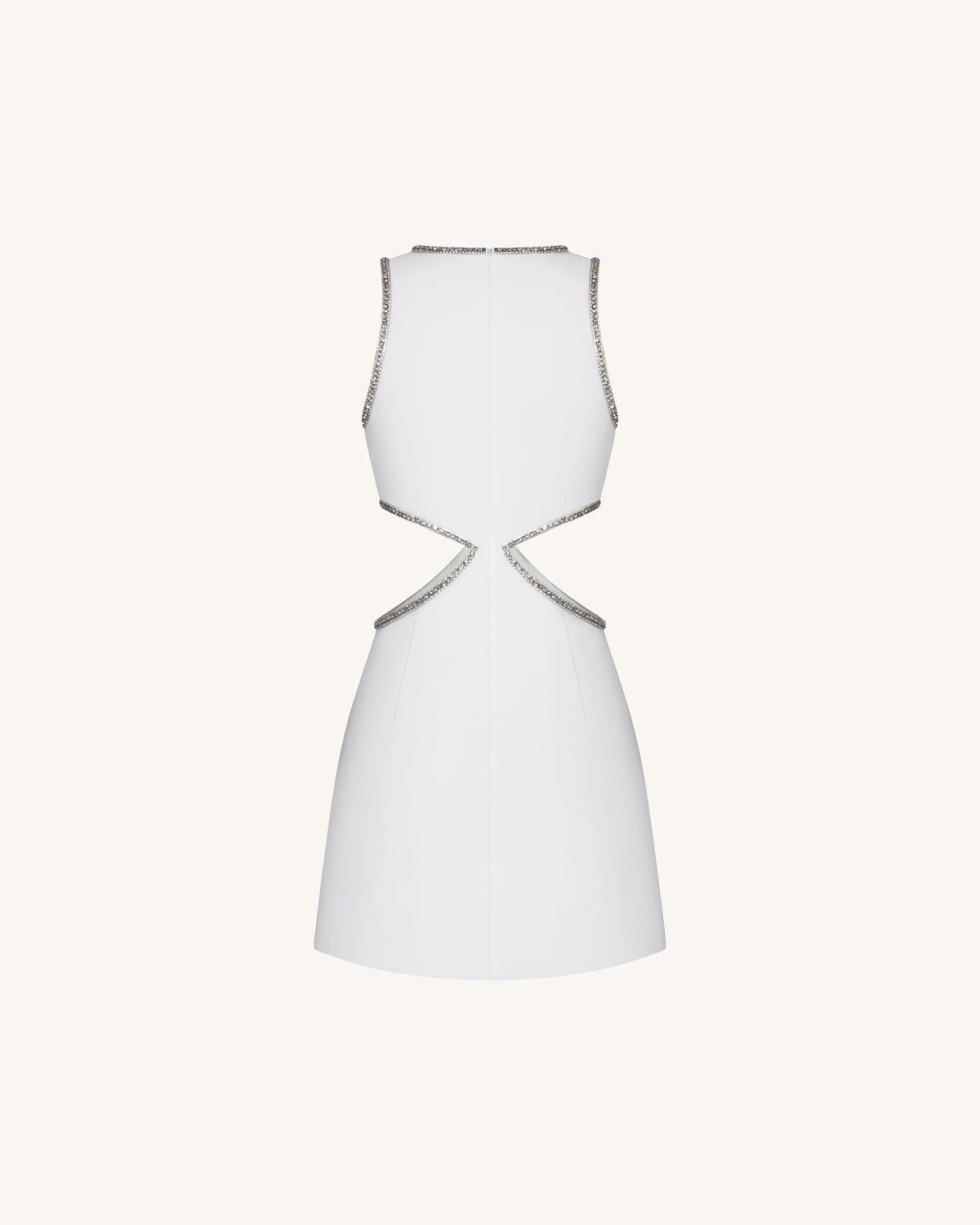 Beaded Trim Floral Mini Dress - White