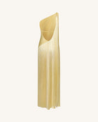 Fringe One Shoulder Maxi Dress - Champagne