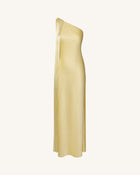 Fringe One Shoulder Maxi Dress - Champagne