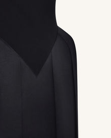 Square Neck Pannier Midi Dress - Black