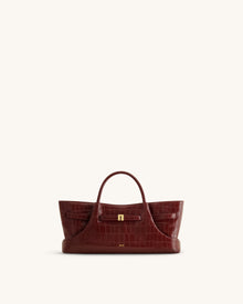 Maeve Dachshund Metal Charm Tote Bag - Burgundy Croc