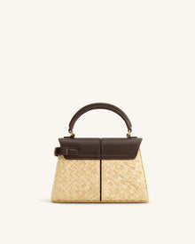 Elise Faux Straw Handbag - Brown