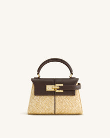 Elise Faux Straw Handbag - Brown