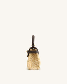 Elise Faux Straw Handbag - Brown