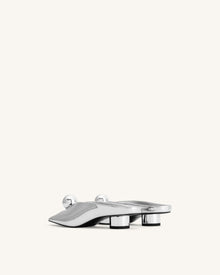 Helena Sphere Embellished Pointed Toe Mules - Silver
