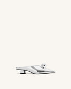 Helena Sphere Embellished Pointed Toe Mules - Silver