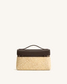 Thea Faux Straw Top Handle Bag - Brown
