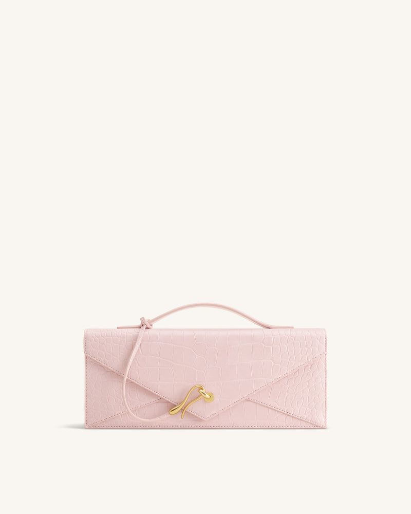 Celeste Envelope Top Handle Bag - Pink Croc