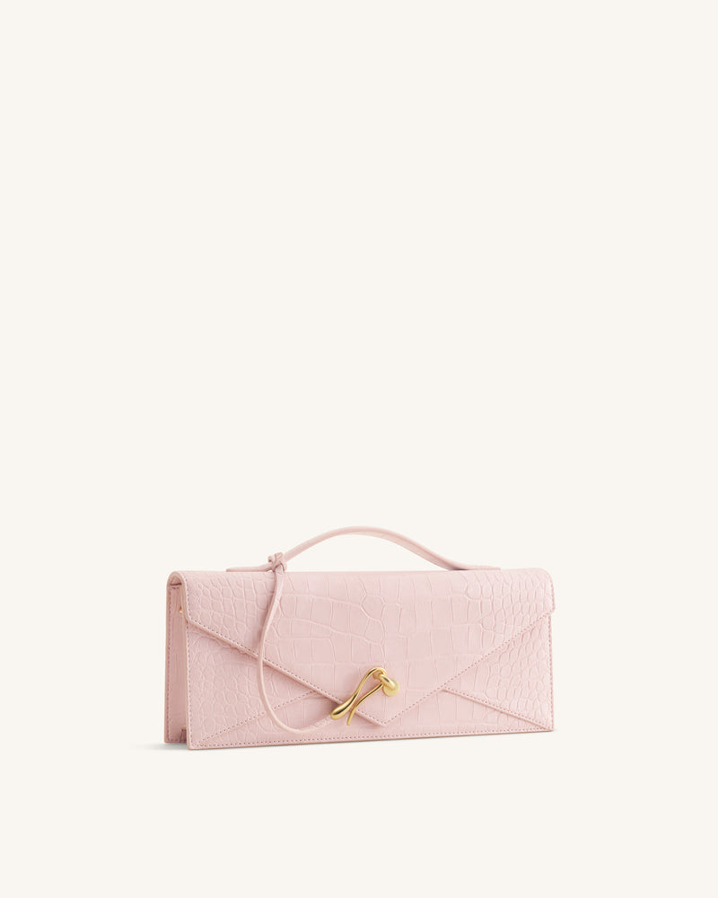 Celeste Envelope Top Handle Bag - Pink Croc