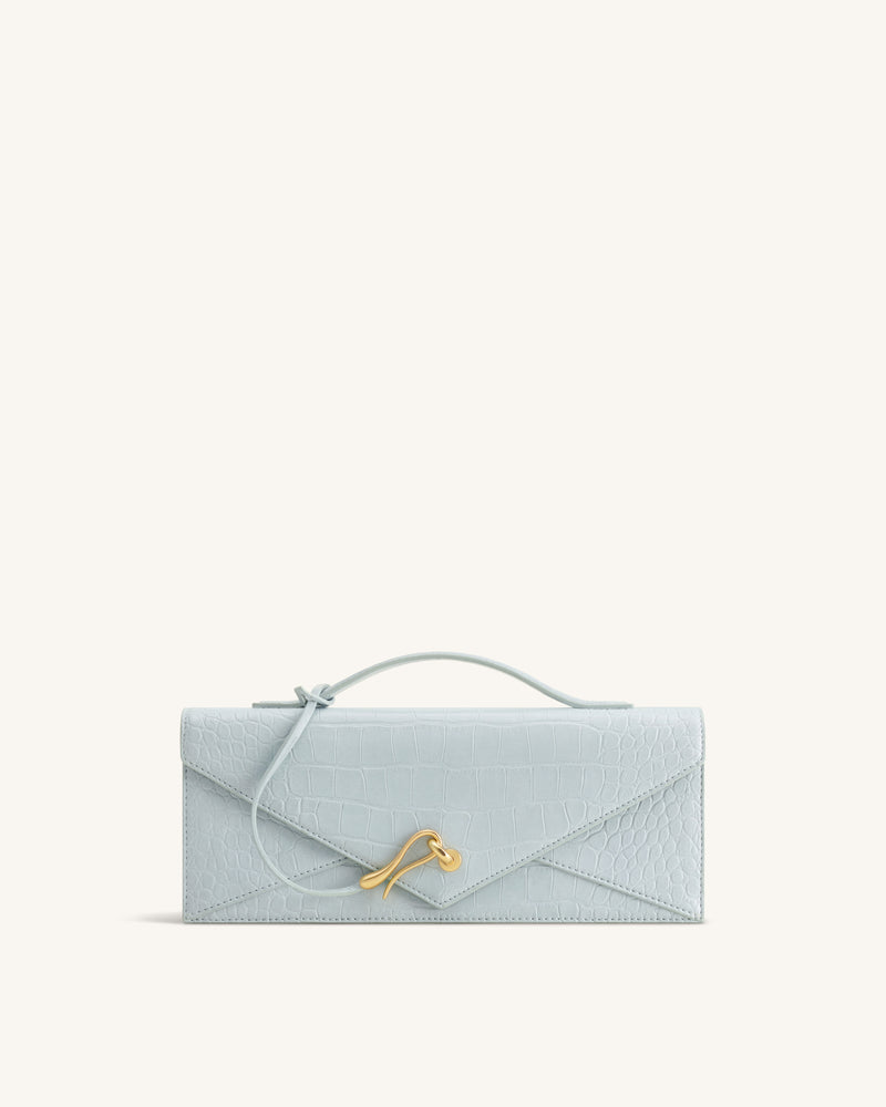Celeste Envelope Top Handle Bag - Light Blue Croc