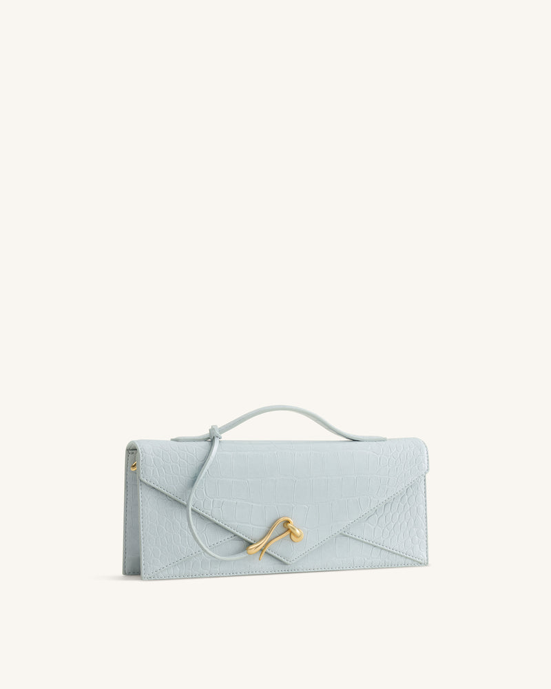 Celeste Envelope Top Handle Bag - Light Blue Croc