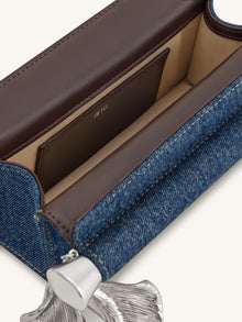 Holly Metal Pendant Embellished Clutch - Blue Denim