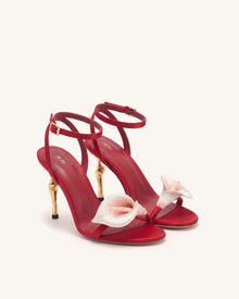 Alivia Calla Lily Gold Metal Heel Sandals - Red