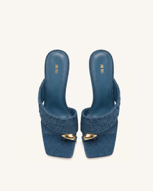 Noemi Square-Toe Woven Hardware Mules - Denim Blue