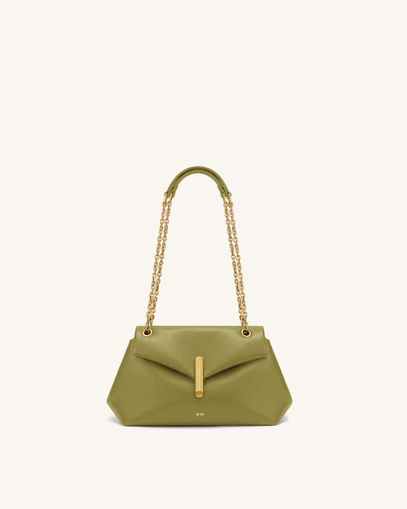 Valerie Chain Flap Shoulder Bag - Olive Green