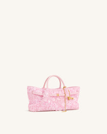 Maeve Sequin Dachshund Metal Charm Tote Bag - Pink