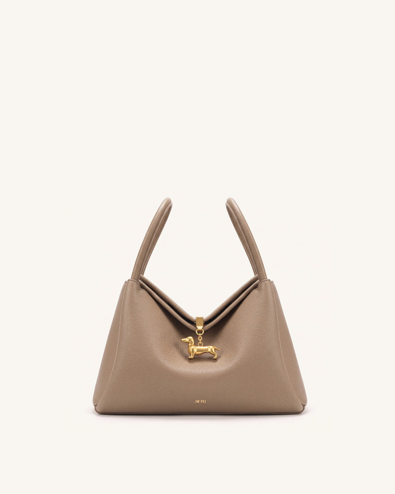 Maelle Dachshund Charm Double Handle Bag - Dark Khaki