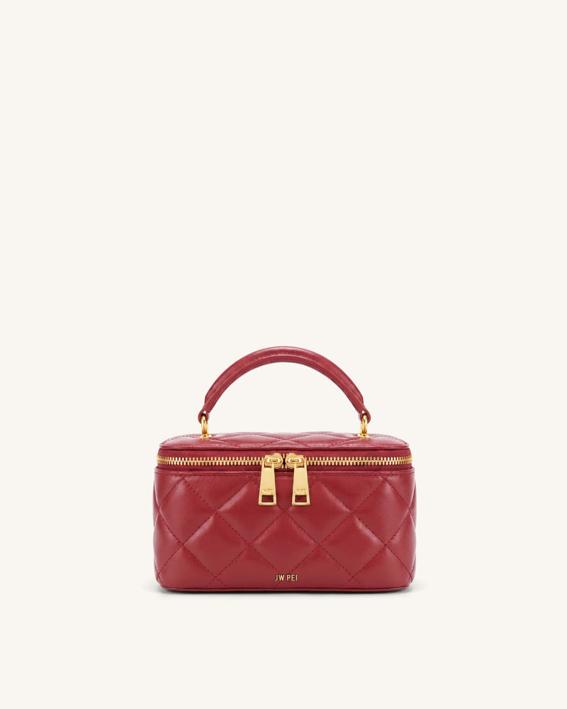 Vivienne Quilted Vanity Top Handle Bag - Cherry Red