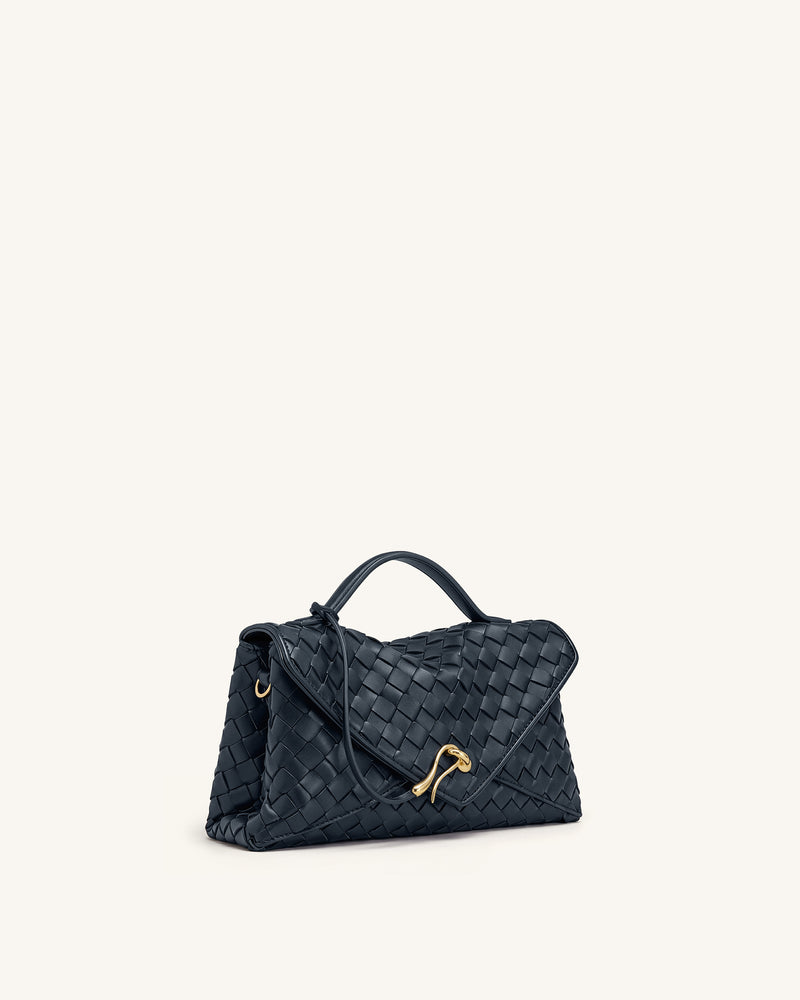 Celeste Woven Envelope Bag - Navy Blue