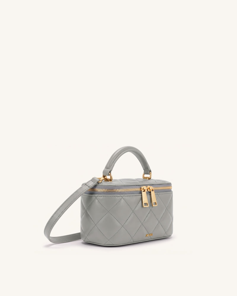 Vivienne Quilted Vanity Top Handle Bag - Gray