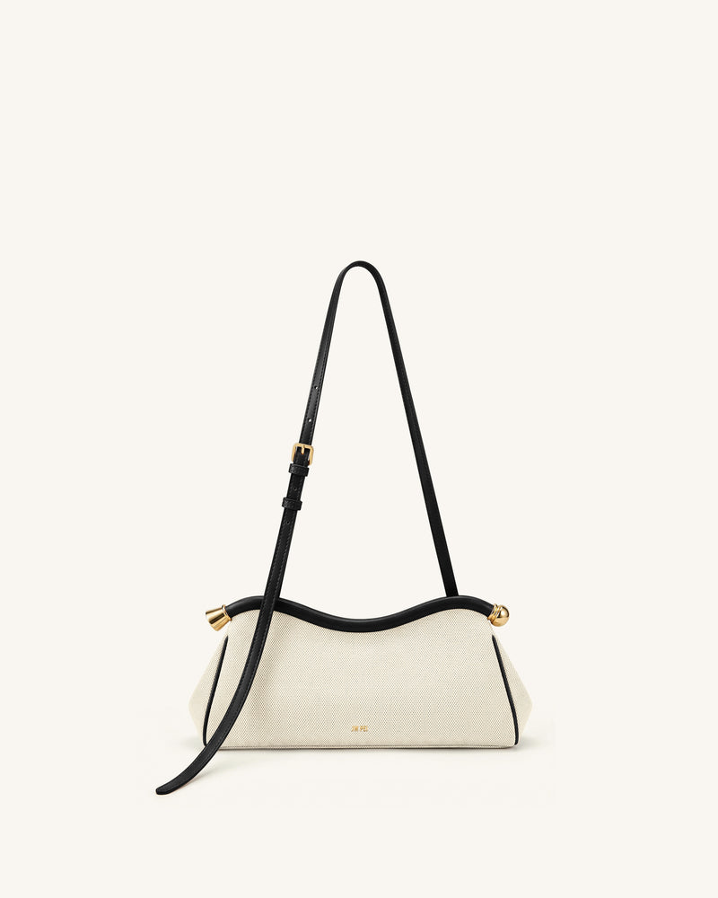 Naomi Curved Shoulder Bag - Black Canvas
