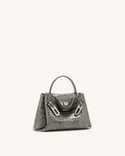 Rhea Small Double Buckle Shoulder Bag - Grey Croc