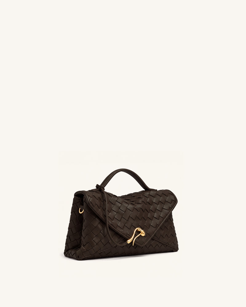 Celeste Woven Envelope Bag - Dark Brown
