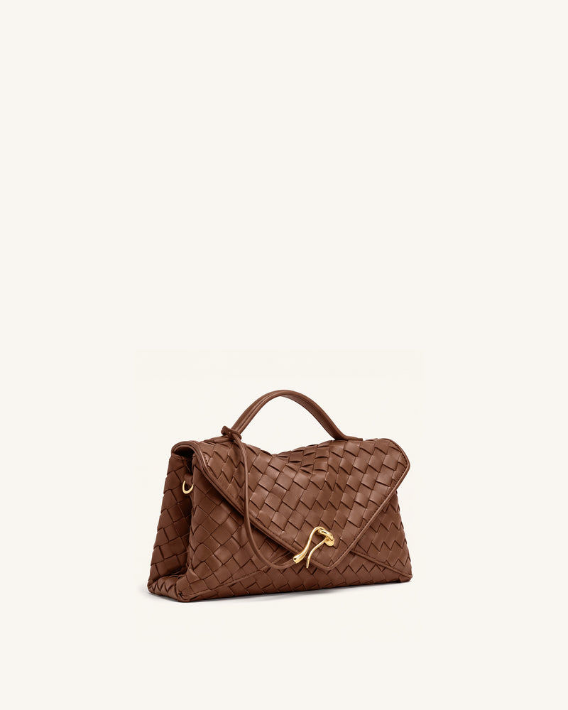 Celeste Woven Envelope Bag - Brown