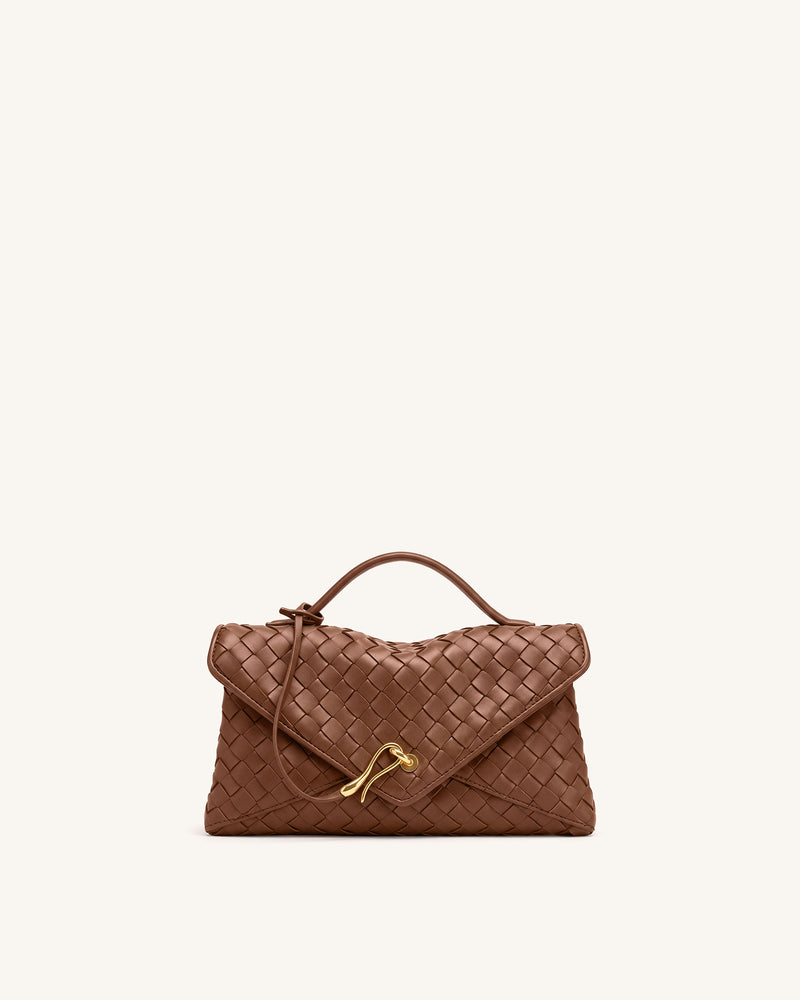 Celeste Woven Envelope Bag - Brown