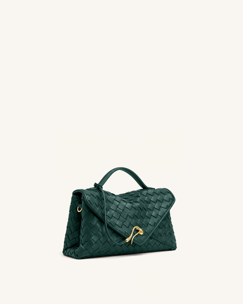 Celeste Woven Envelope Bag - Dark Ink Green