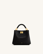 Lucia Elephant-Effect Top Handle Bag - Black