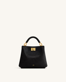 Lucia Elephant-Effect Top Handle Bag - Black