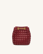 Yara Faux Suede Hand-Woven Bucket Bag - Dark Red