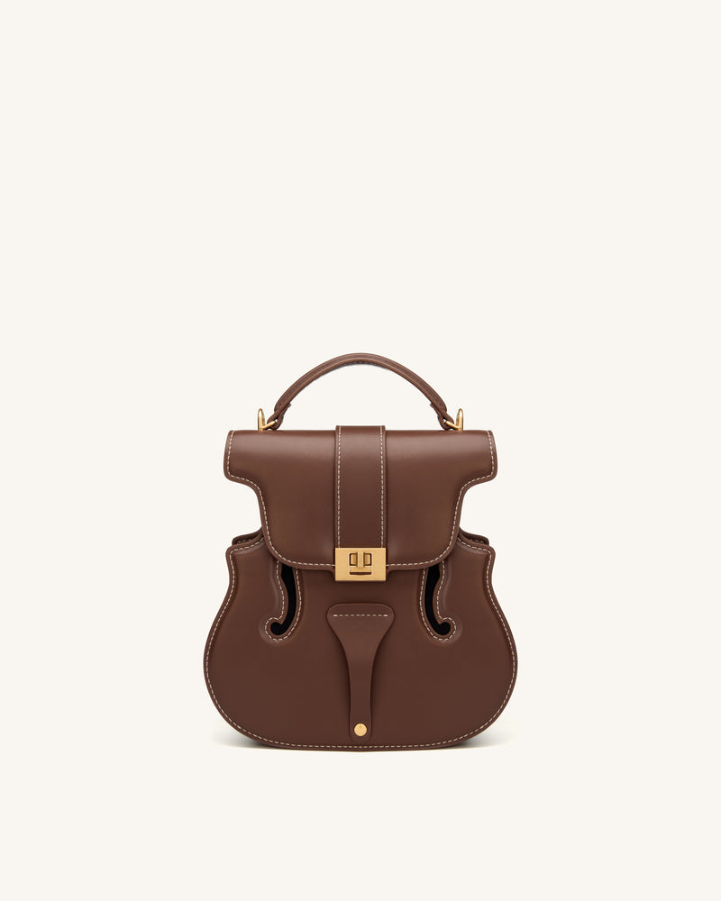 Violin Shape Top Handle Bag - Dark Brown