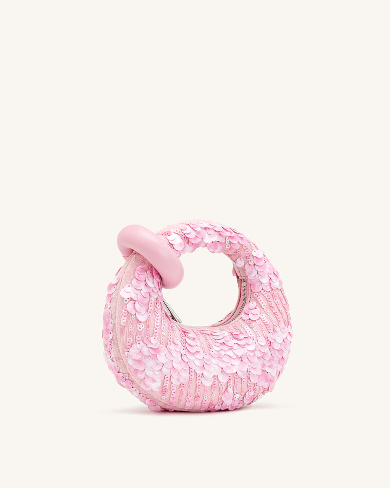 Abacus Sequin Mini Top Handle Bag - Pink