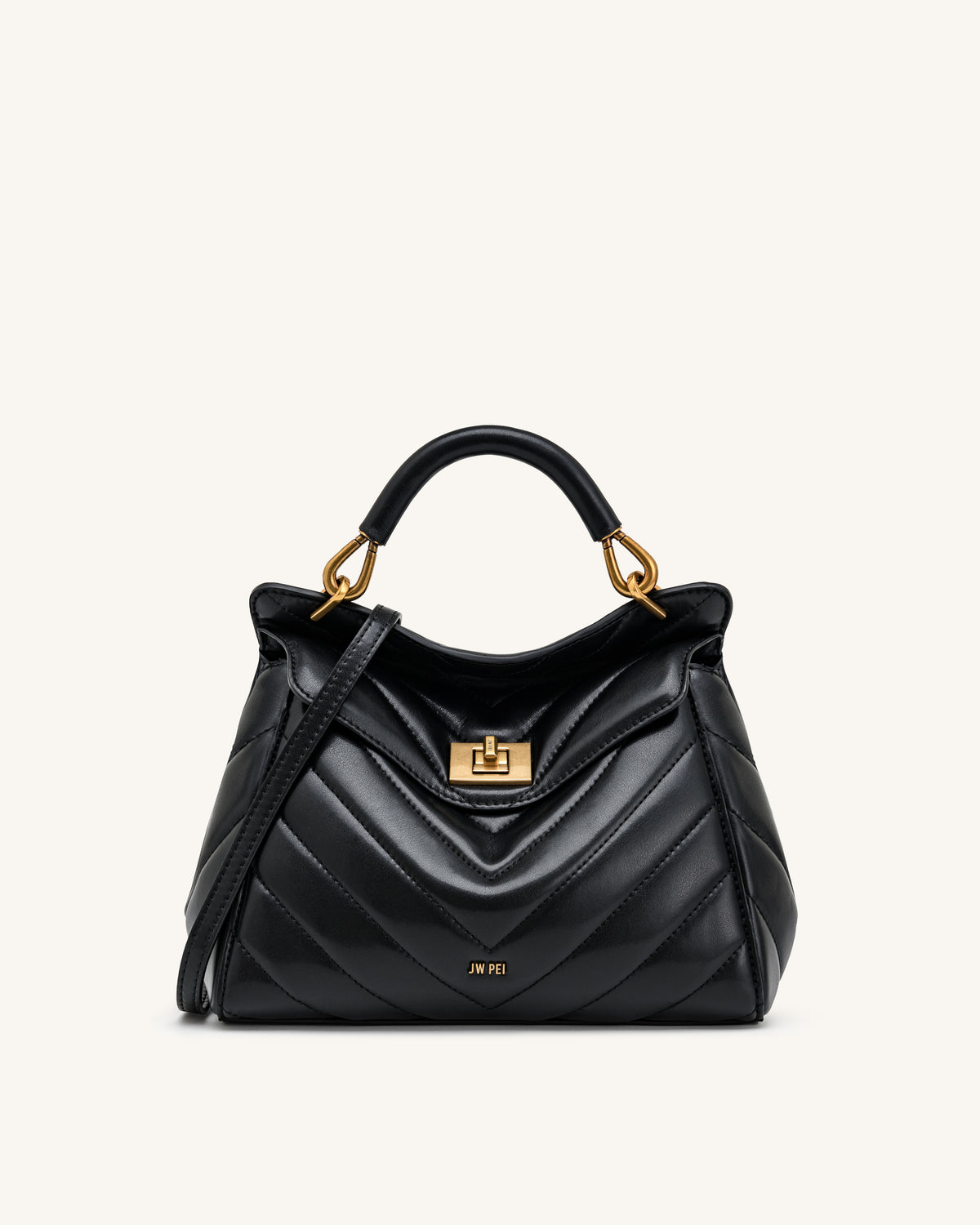 Lucia Classic Top Handle Bag - Jet Black