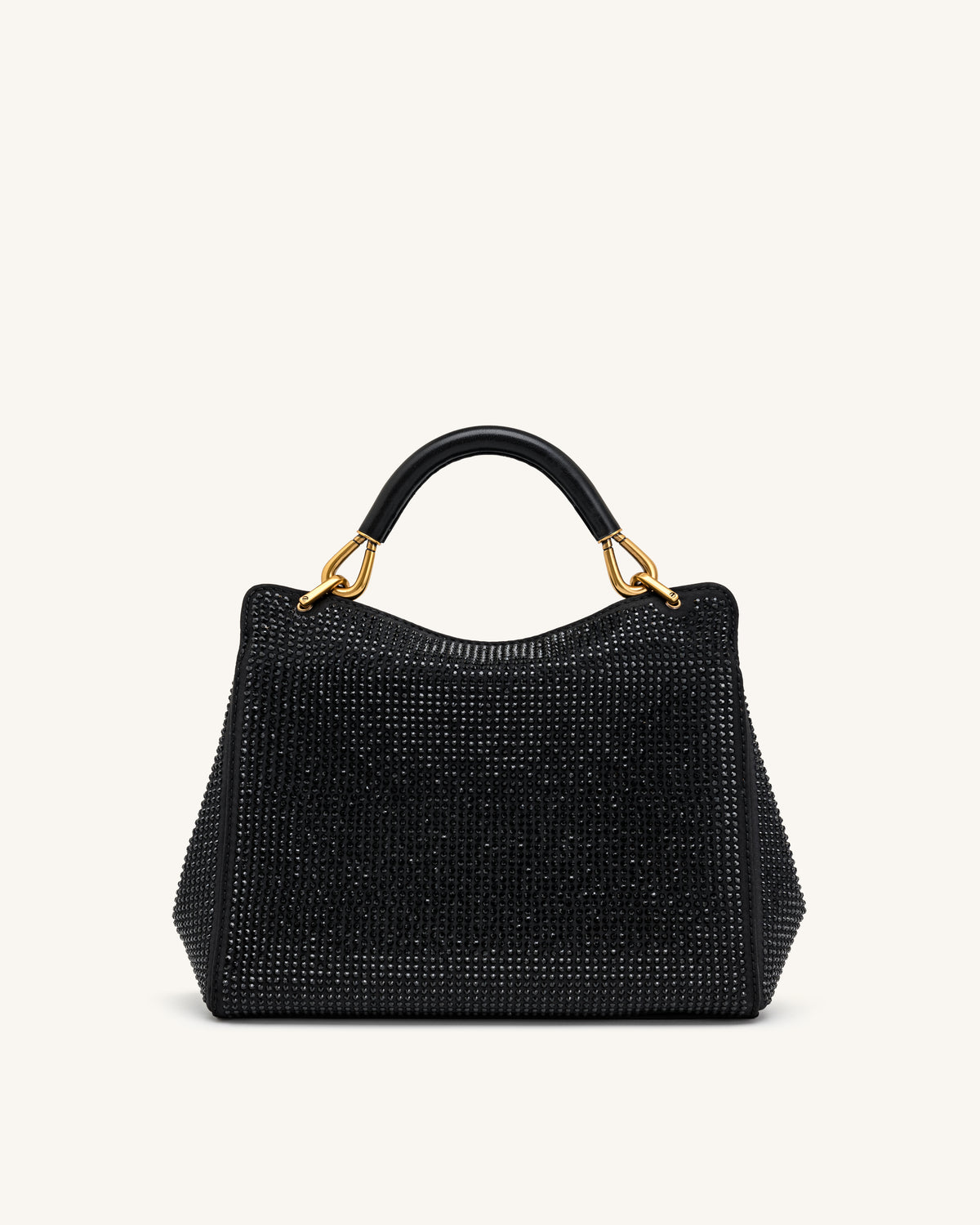Lucia Classic Artificial Crystal Top Handle Bag - Black