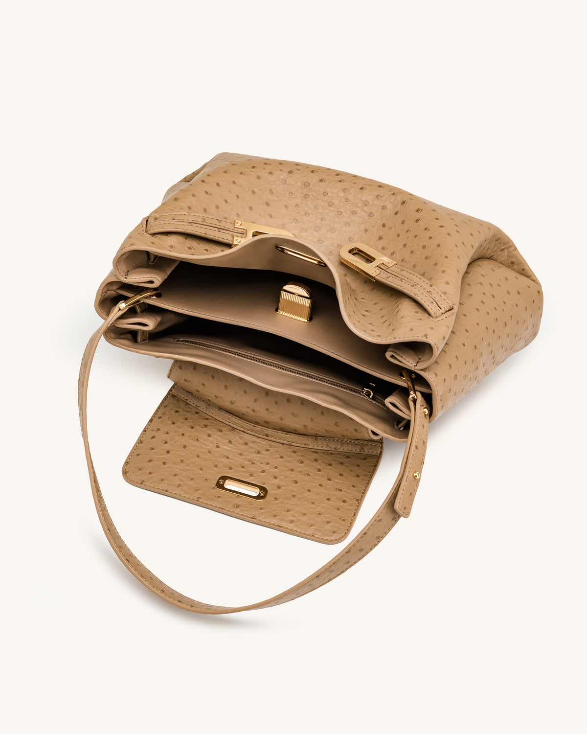 Rhea Double Buckle Shoulder Bag - Camel