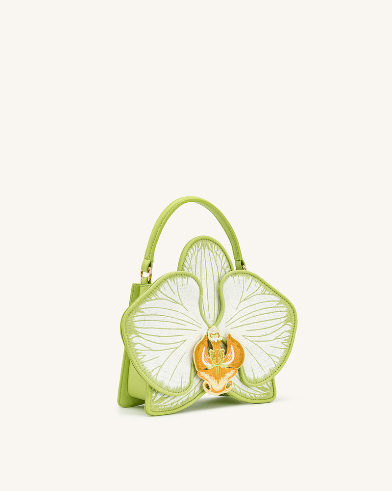 Flora Orchid Shaped Top Handle Bag - Light Green