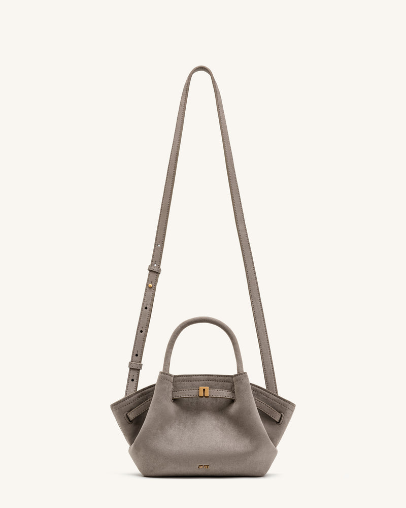 Hana Mini Faux Suede Tote Bag - Gray