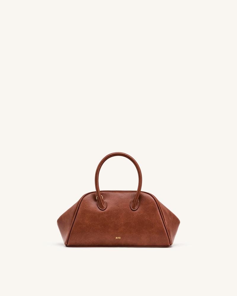 Veda Vintage Finish Bowler Bag - Saddle Brown