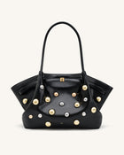 Hana Large Studded Tote Bag - Dark Black