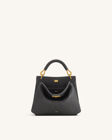 Lucia Elephant-Effect Top Handle Bag - Slate Gray