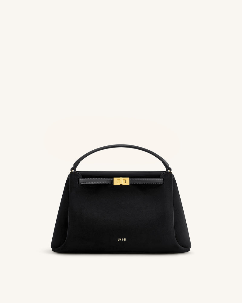 Carmen Faux Suede Top Handle Bag - Black
