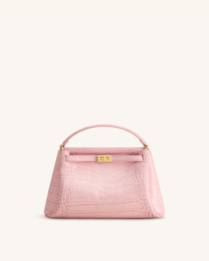 Carmen Top Handle Bag - Pink Croc