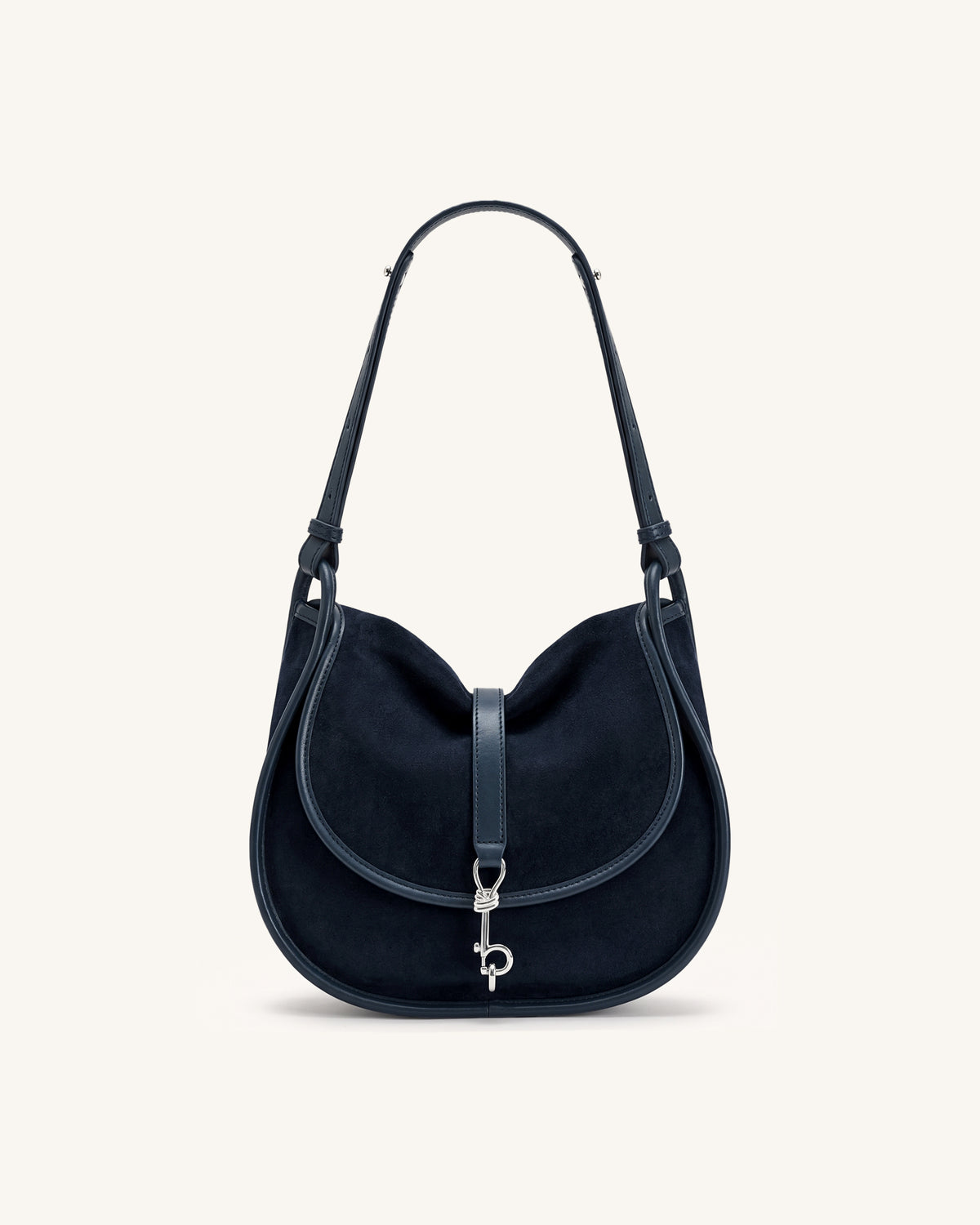 Arla Small Faux Suede Hobo Bag - Dark Blue