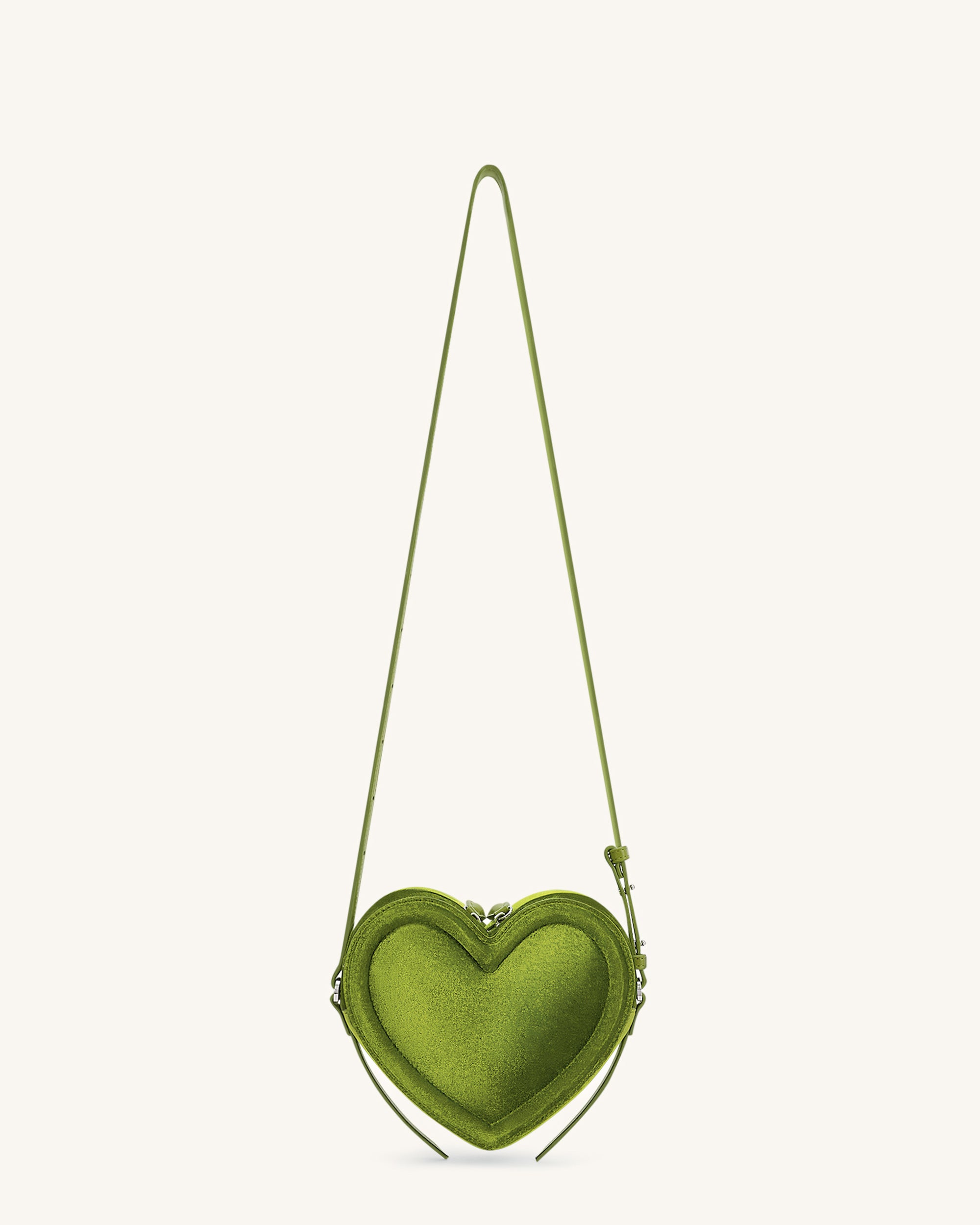Arlene Velvet Heart Shaped Bag - Green
