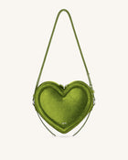 Arlene Velvet Heart Shaped Bag - Green