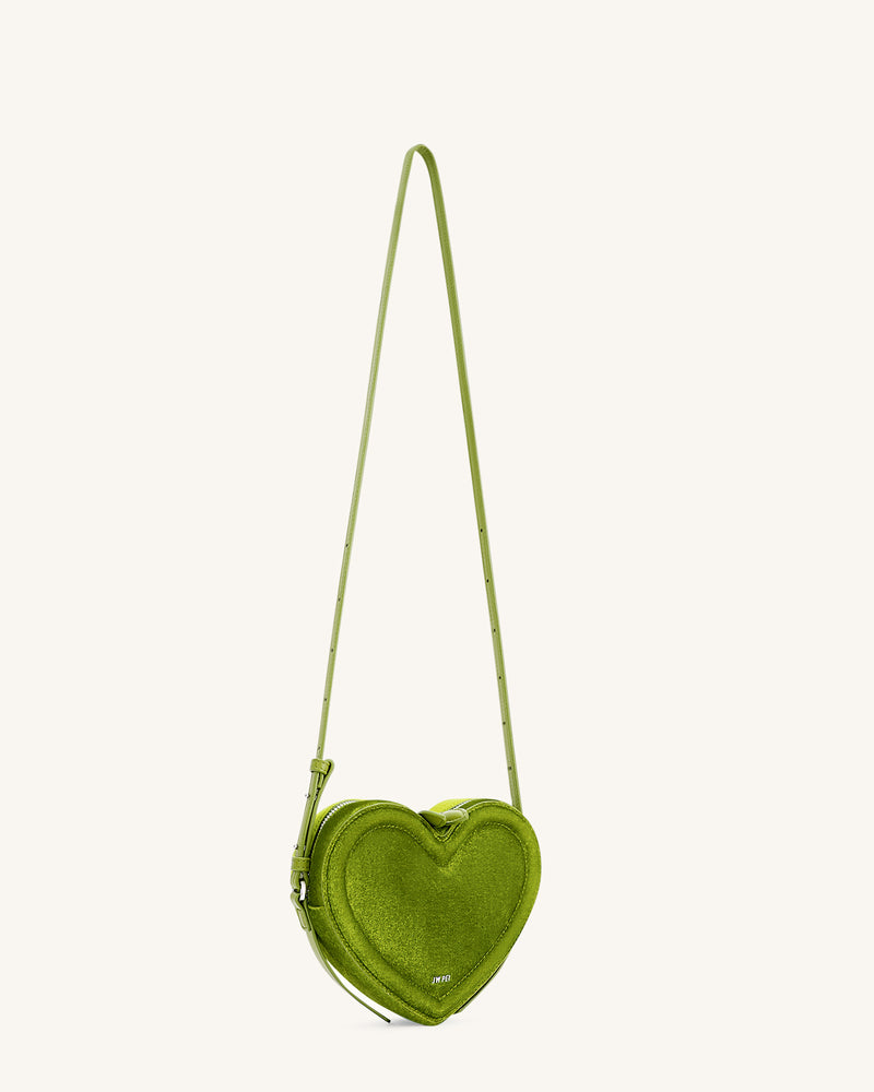 Arlene Velvet Heart Shaped Bag - Green